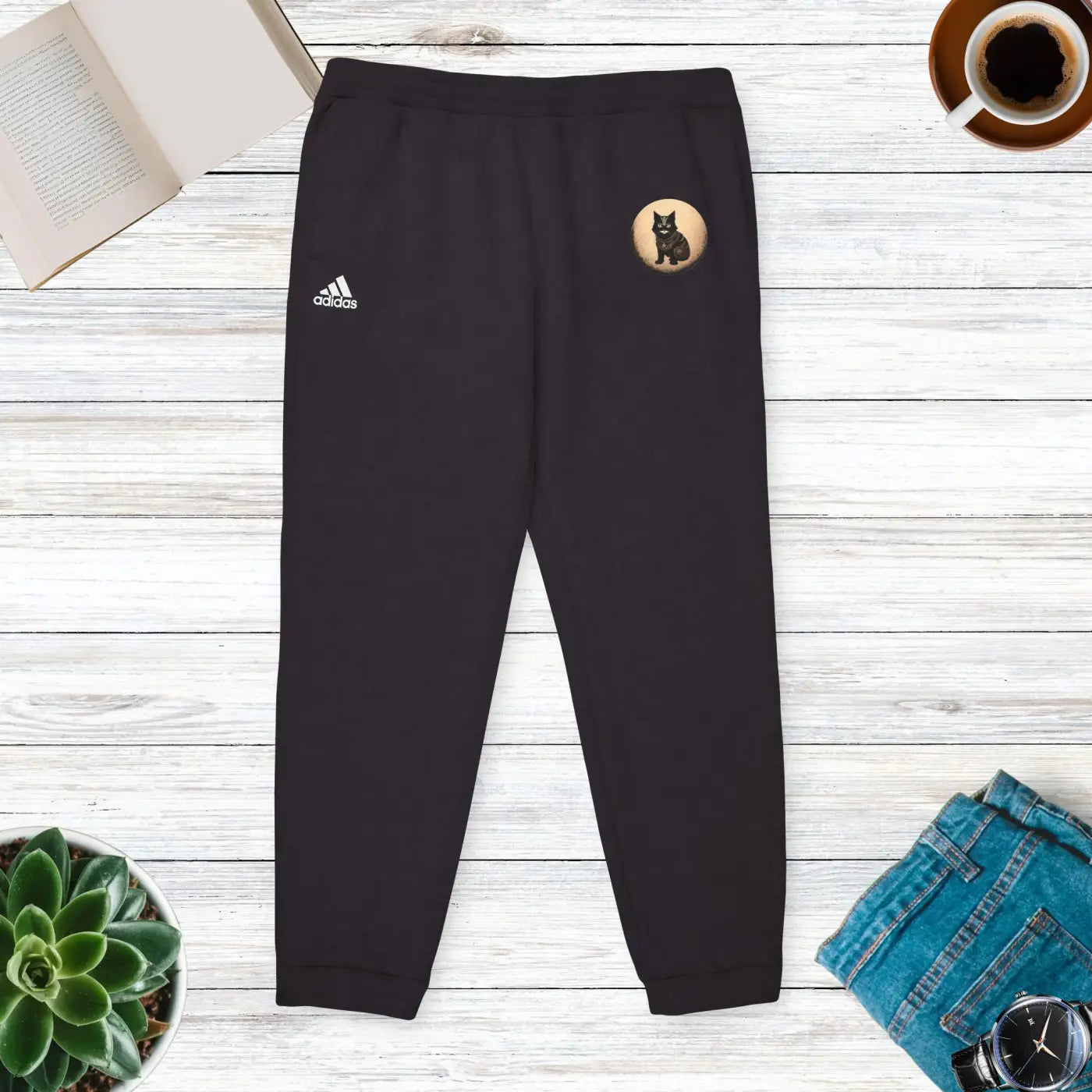 Ultimate Comfort Unisex Fleece Joggers - Ninja Cat - DipaliZ