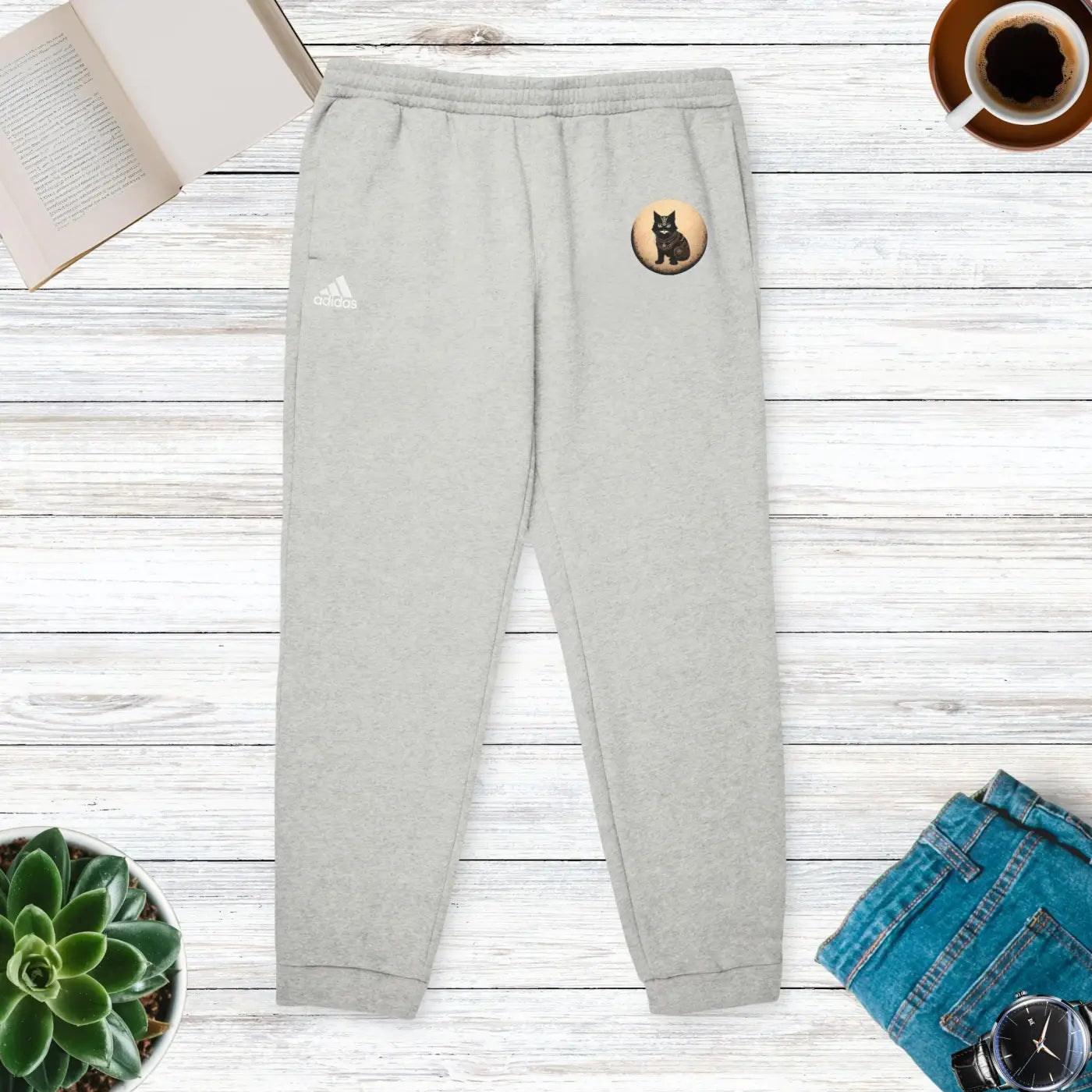 Ultimate Comfort Unisex Fleece Joggers - Ninja Cat - DipaliZ