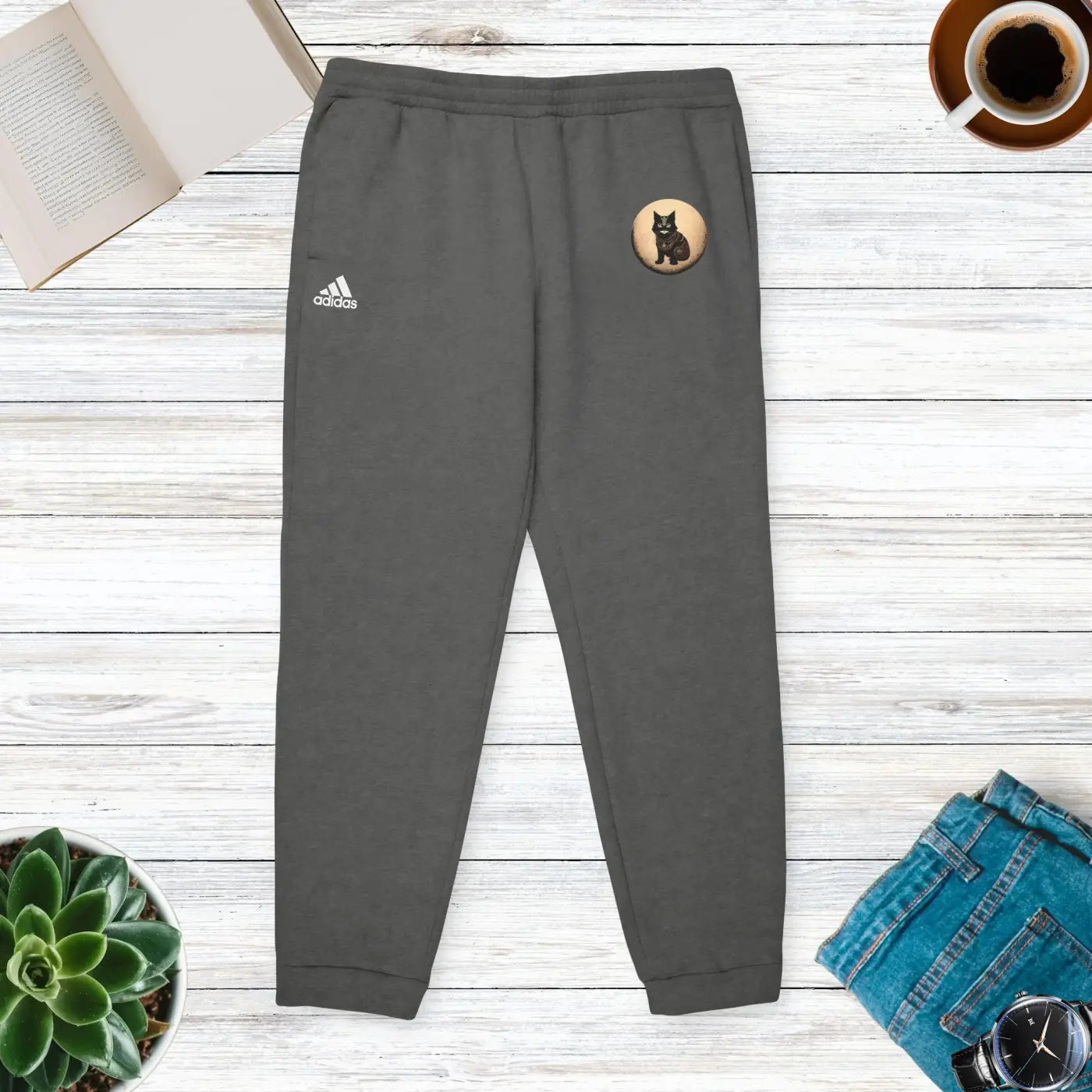 Ultimate Comfort Unisex Fleece Joggers - Ninja Cat - DipaliZ