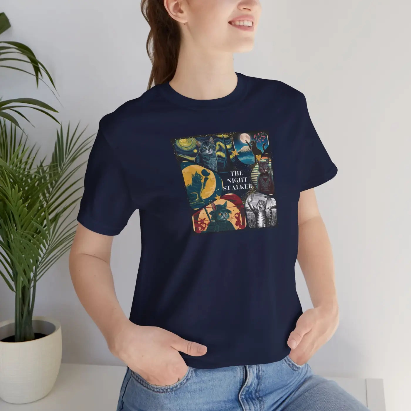 Ninja Cat Night Stalker Tee - Unisex Cotton Shirt - DipaliZ