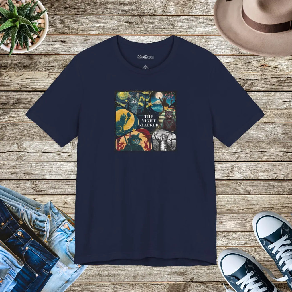 Ninja Cat Night Stalker Tee - Unisex Cotton Shirt - DipaliZ