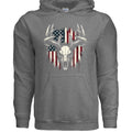 American Flag and European Mount Buck Skull Hoodie