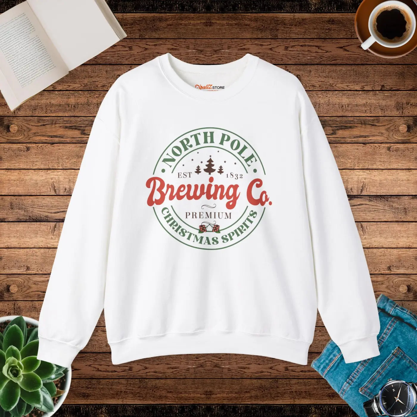 North Pole Brewing Christmas Sweatshirt - Cozy Holiday - DipaliZ