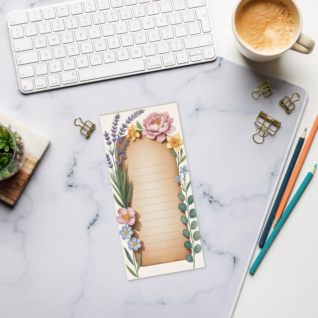Spring Floral Notes Ruled Notepad - Cheerful Daily Planner - DipaliZ