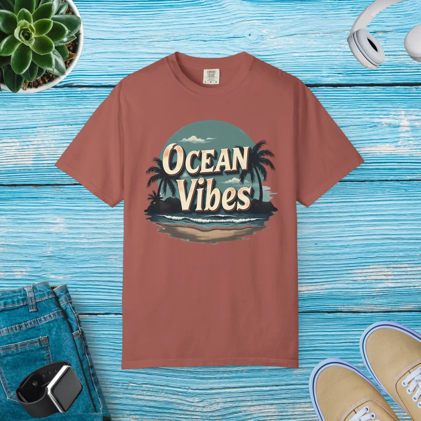 Ocean Vibes Unisex Garment-Dyed T-Shirt - Summer Ready - DipaliZ