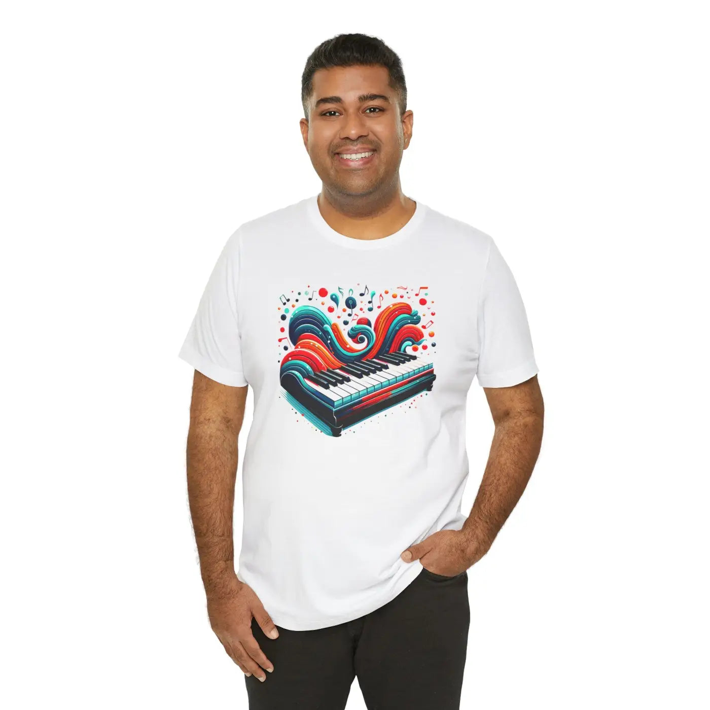 Ocean Waves Piano Unisex Jersey Tee - Musical Art Design - DipaliZ