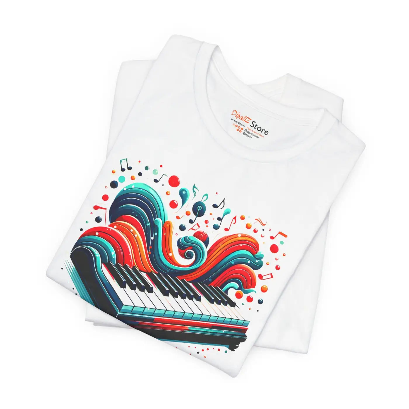 Ocean Waves Piano Unisex Jersey Tee - Musical Art Design - DipaliZ