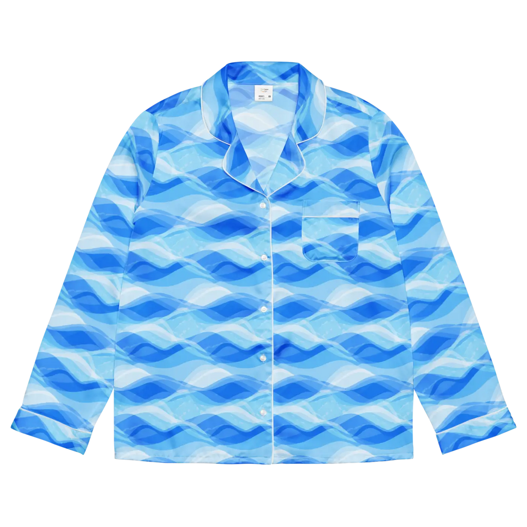 Ocean Waves Long Sleeve Pajama Top - Silky Comfort - DipaliZ