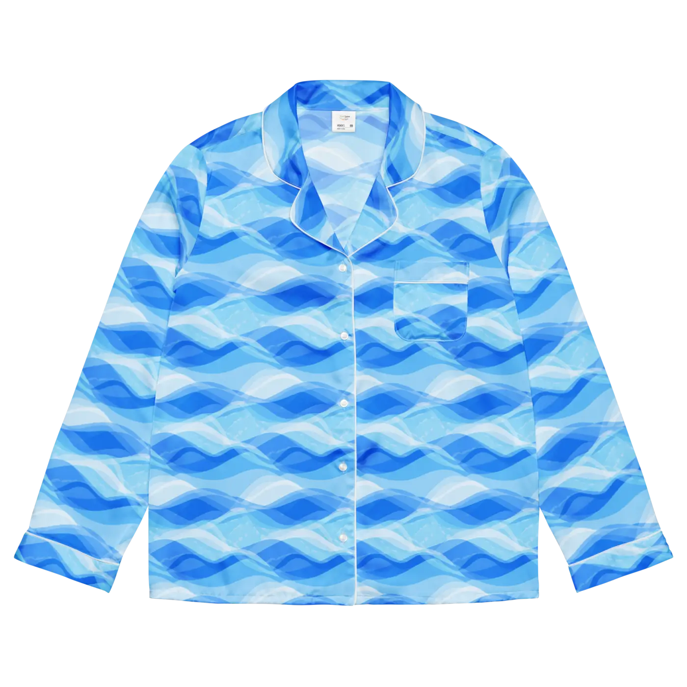Ocean Waves Long Sleeve Pajama Top - Silky Comfort - DipaliZ