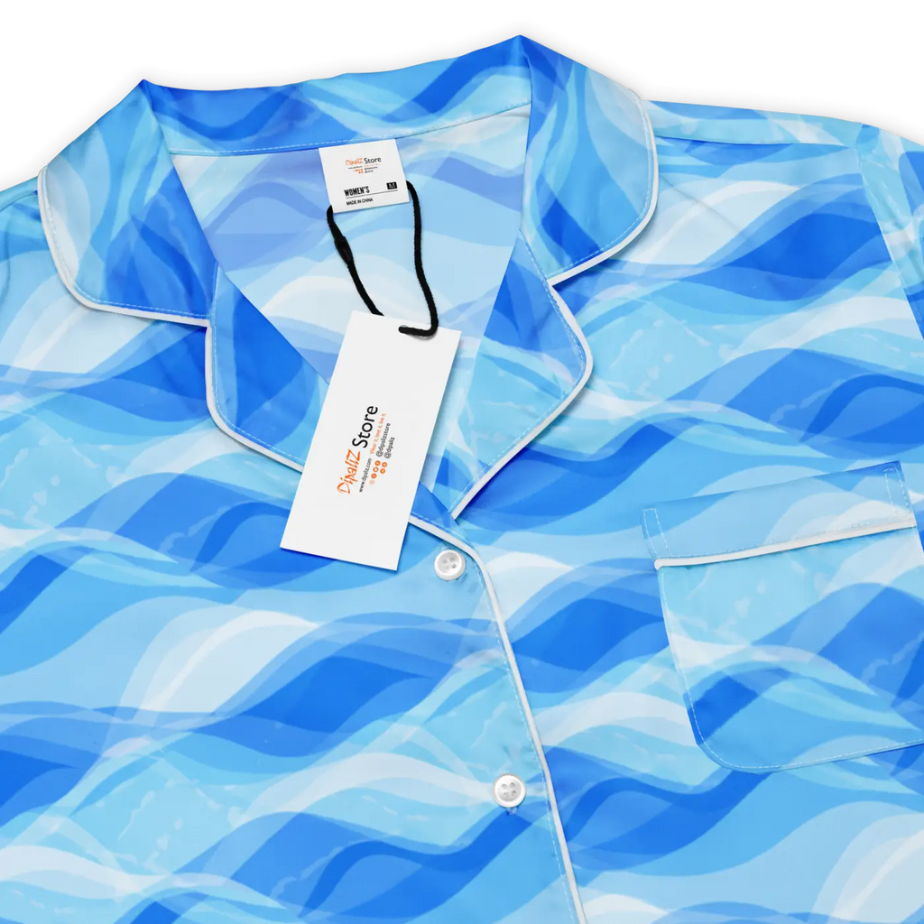 Ocean Waves Long Sleeve Pajama Top - Silky Comfort - DipaliZ