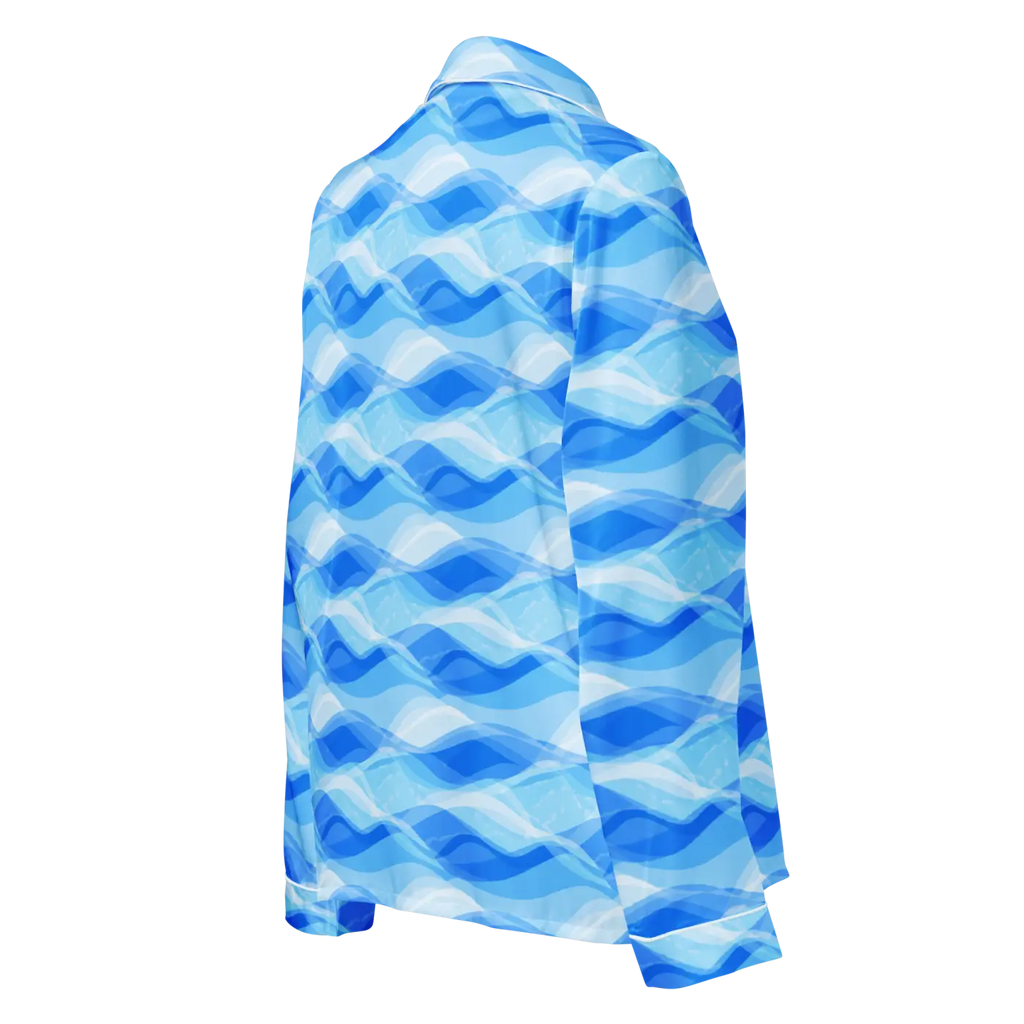 Ocean Waves Long Sleeve Pajama Top - Silky Comfort - DipaliZ