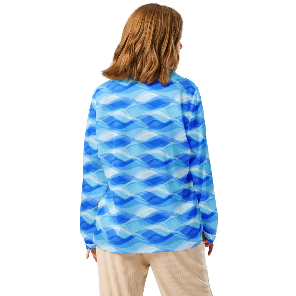 Ocean Waves Long Sleeve Pajama Top - Silky Comfort - DipaliZ