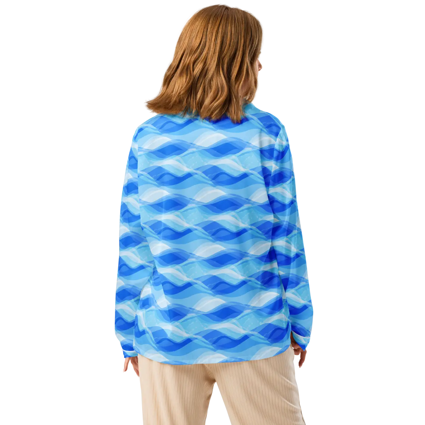 Ocean Waves Long Sleeve Pajama Top - Silky Comfort - DipaliZ