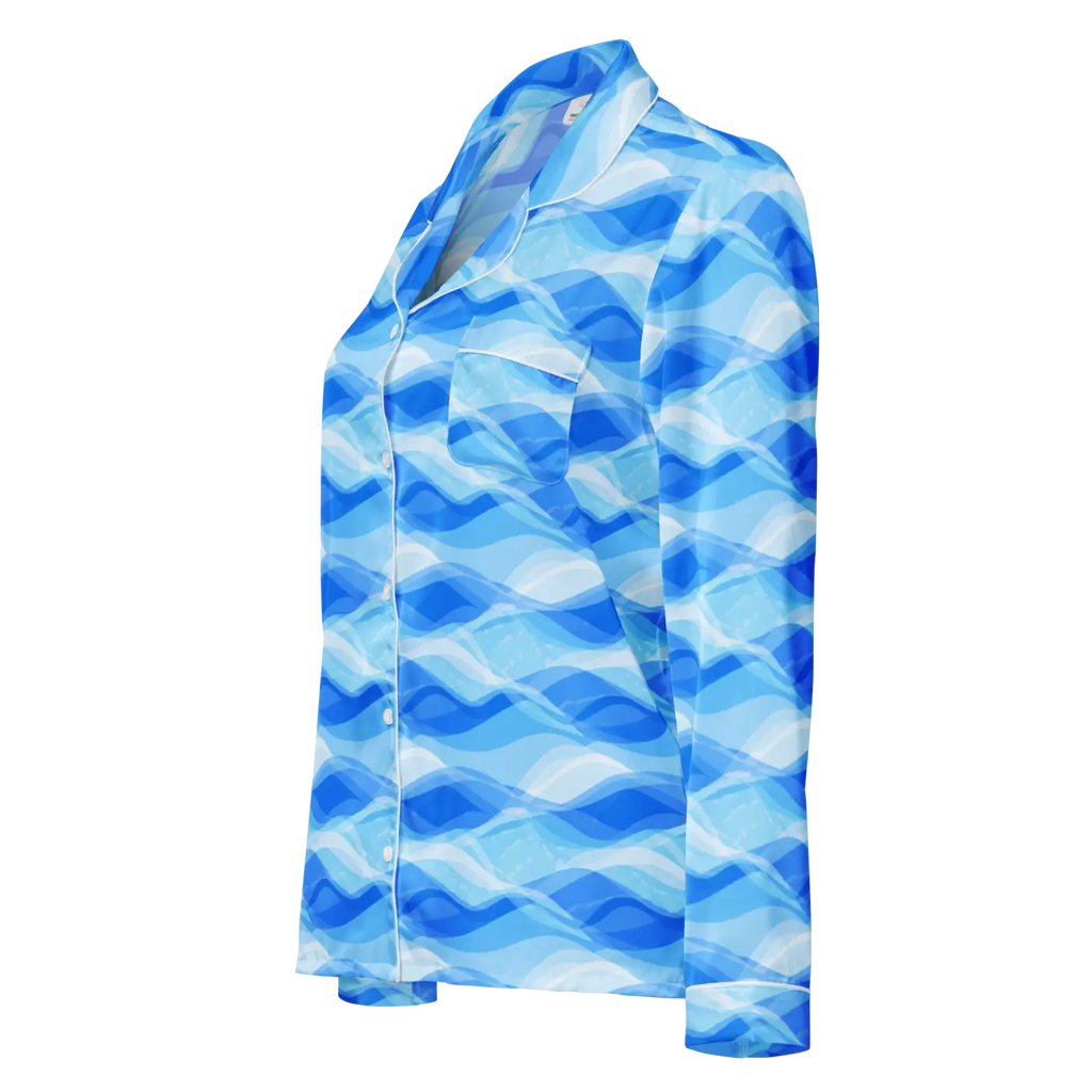 Ocean Waves Long Sleeve Pajama Top - Silky Comfort - DipaliZ