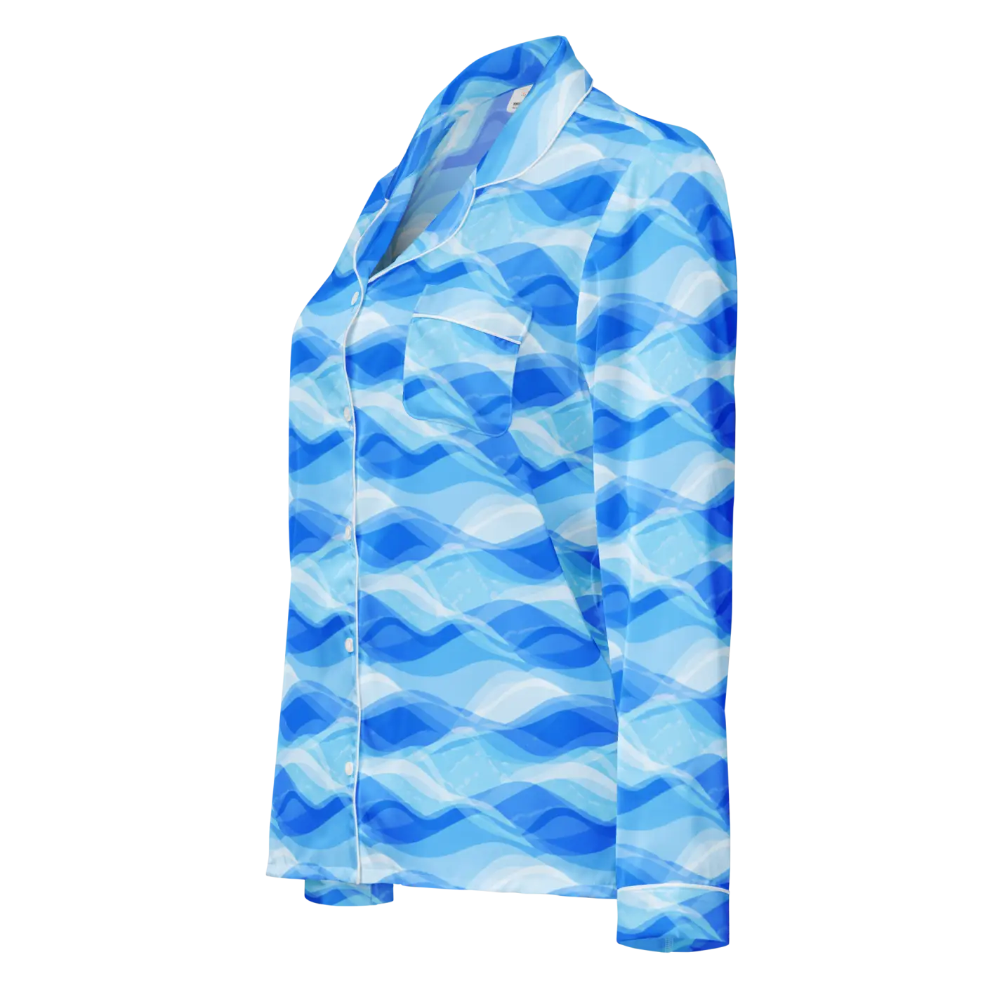 Ocean Waves Long Sleeve Pajama Top - Silky Comfort - DipaliZ