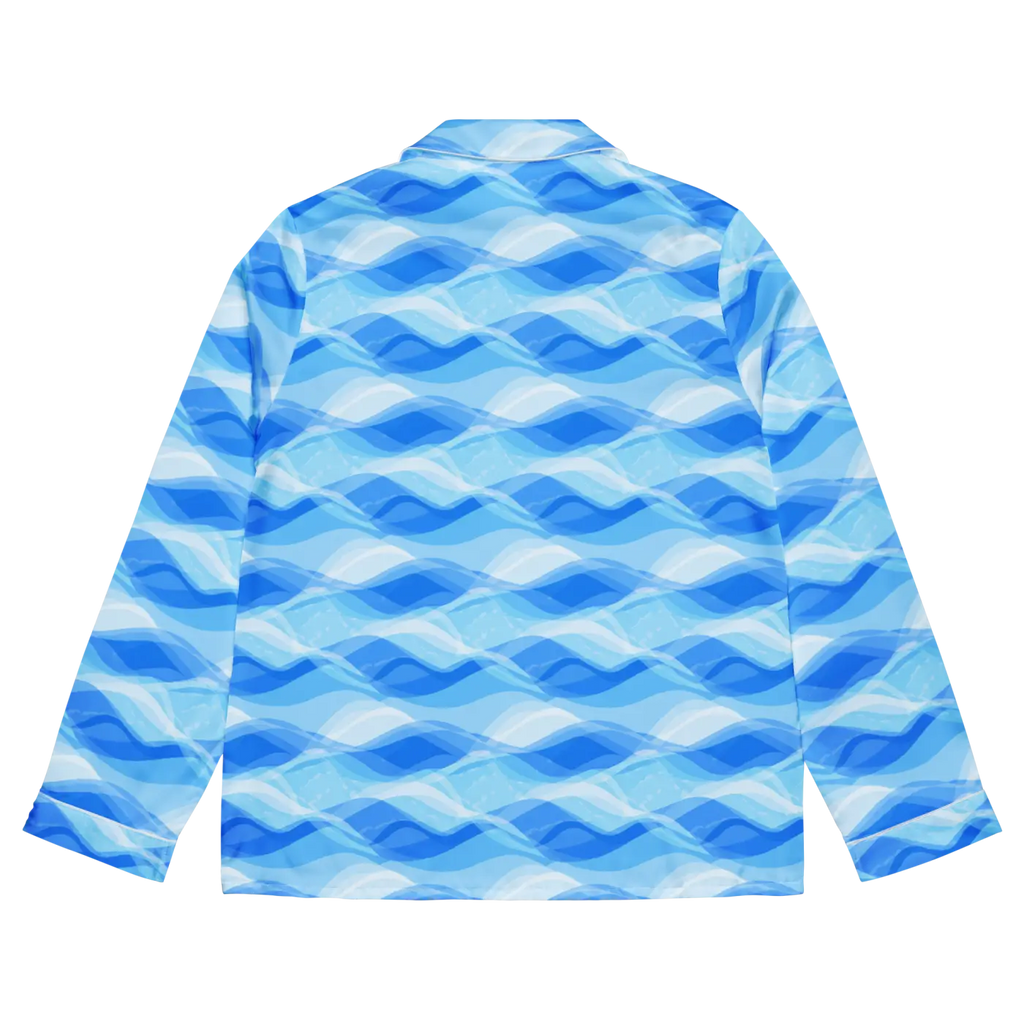 Ocean Waves Long Sleeve Pajama Top - Silky Comfort - DipaliZ