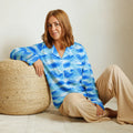 Ocean Waves Long Sleeve Pajama Top - Silky Comfort - DipaliZ