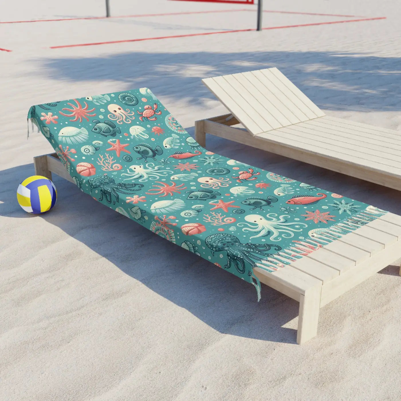 Boho Beach Bliss Vibrant Beach Cloth - Marine Life Design - DipaliZ