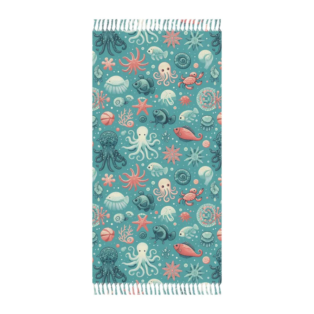 Boho Beach Bliss Vibrant Beach Cloth - Marine Life Design - DipaliZ