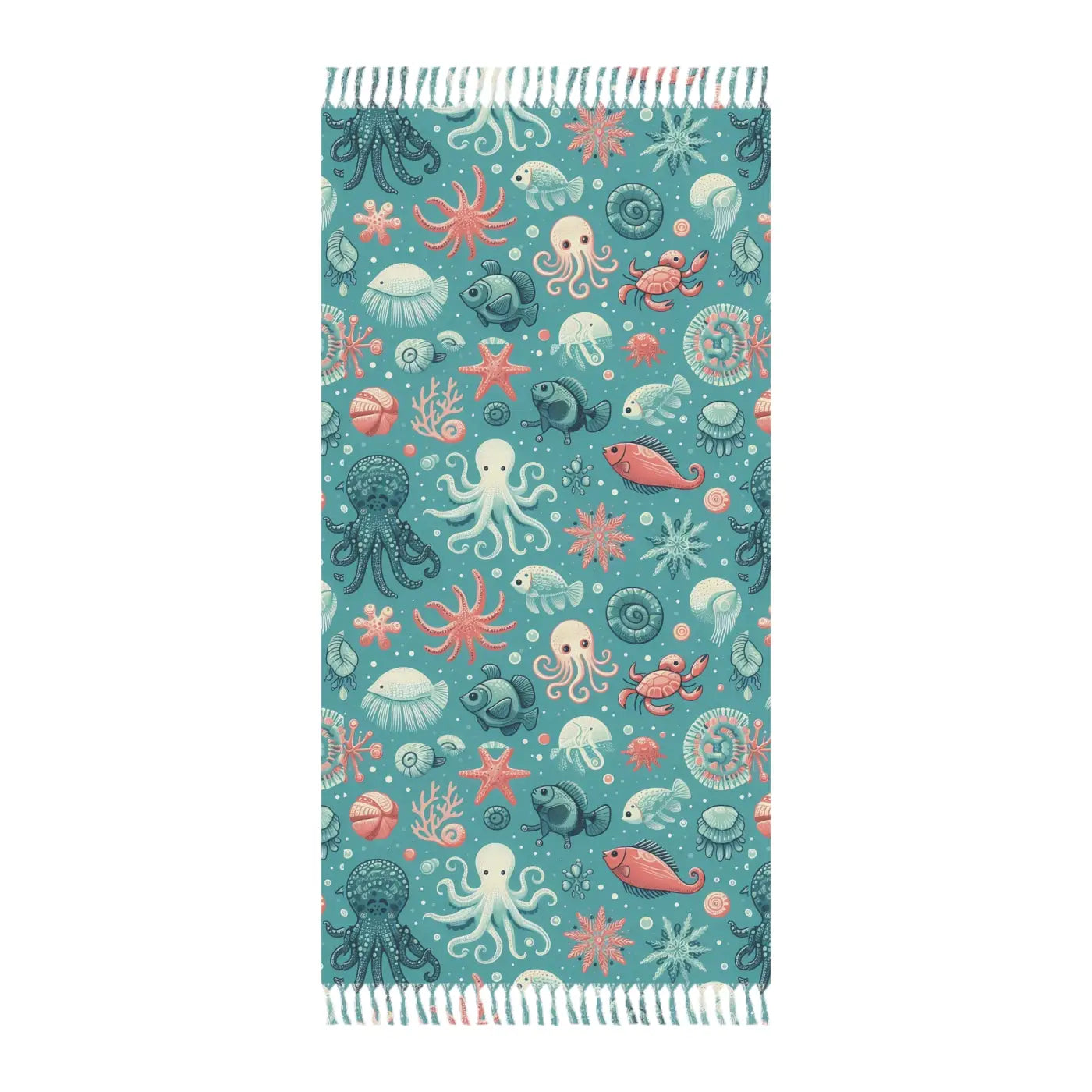 Boho Beach Bliss Vibrant Beach Cloth - Marine Life Design - DipaliZ