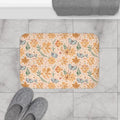 Orange Butterfly Floral Bath Mat - Anti-Slip Backing - DipaliZ