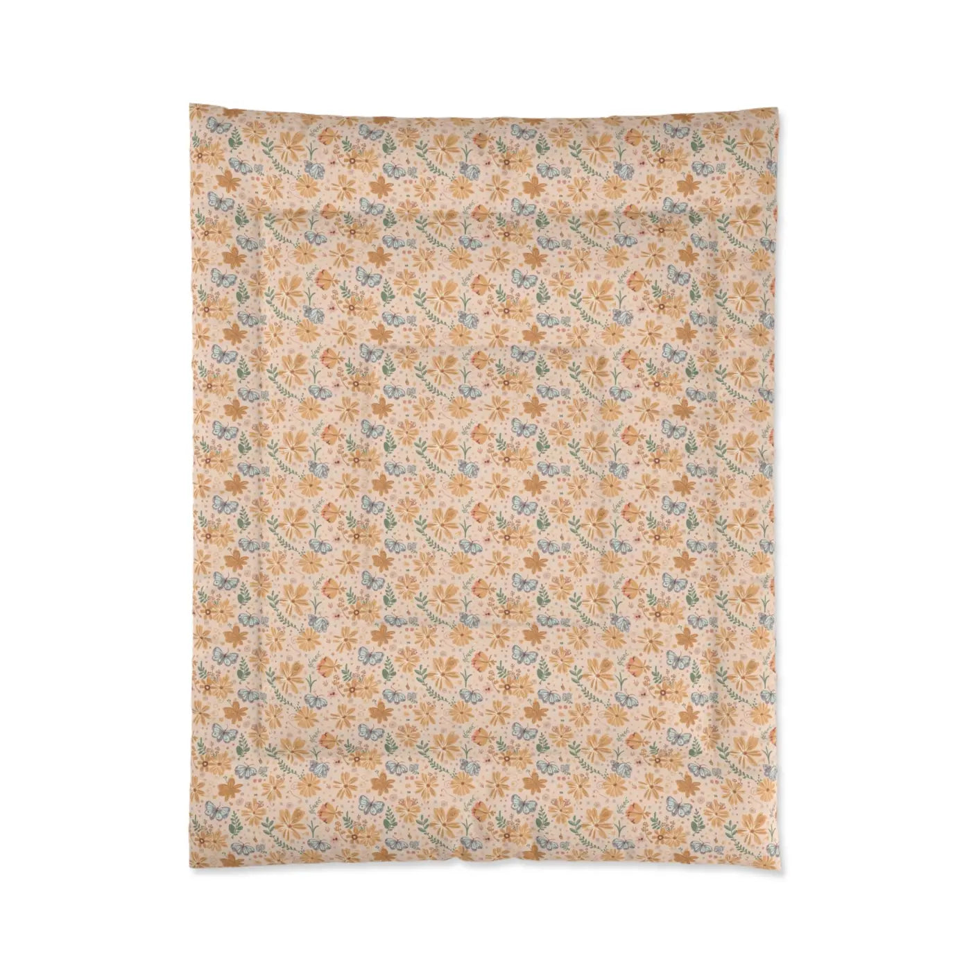 Butterfly Floral Comforter - Cozy Orange Pattern Design - DipaliZ