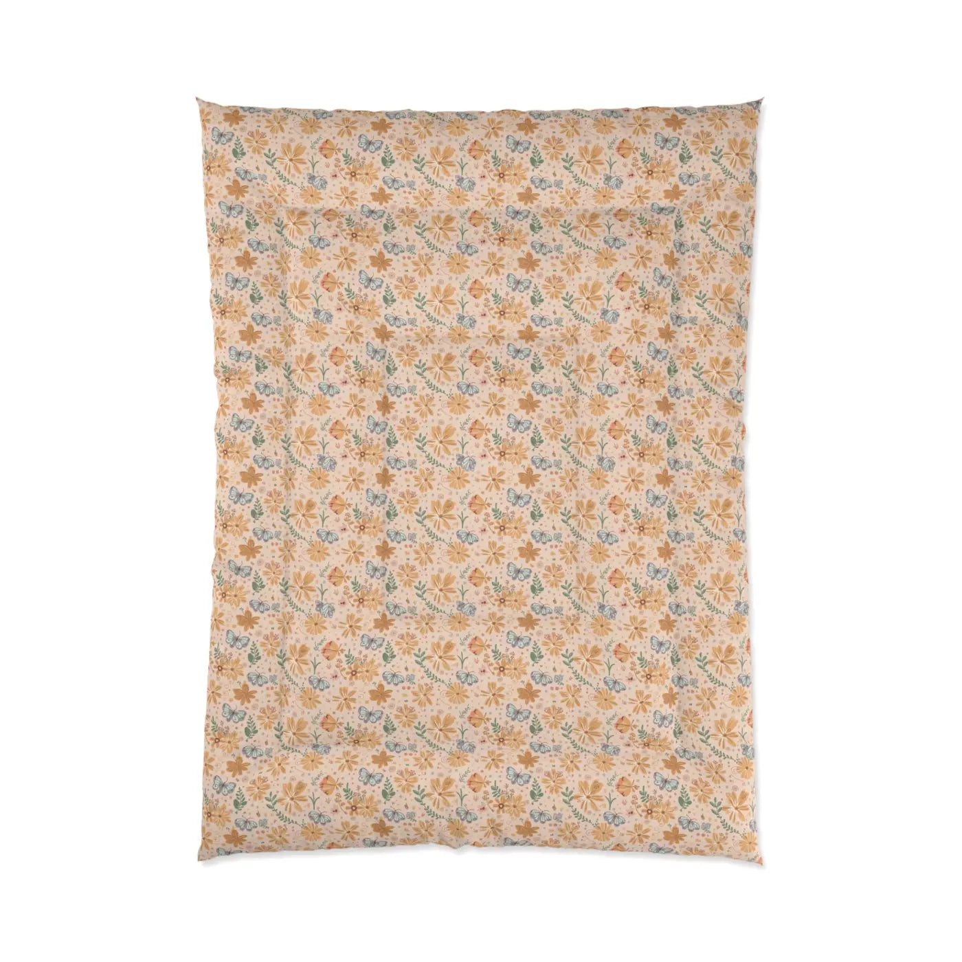 Butterfly Floral Comforter - Cozy Orange Pattern Design - DipaliZ