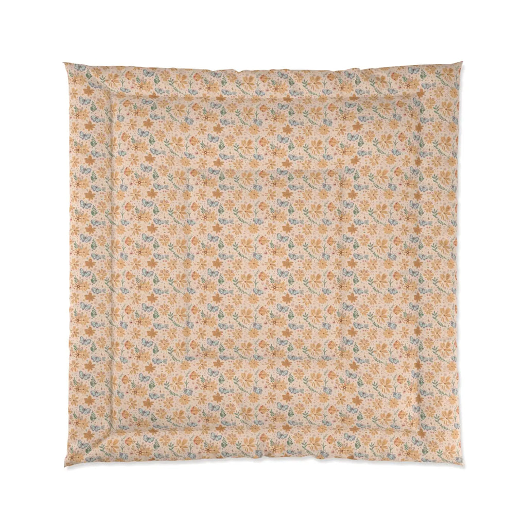 Cozy Orange Butterfly Floral Comforter - Vibrant Warmth - DipaliZ
