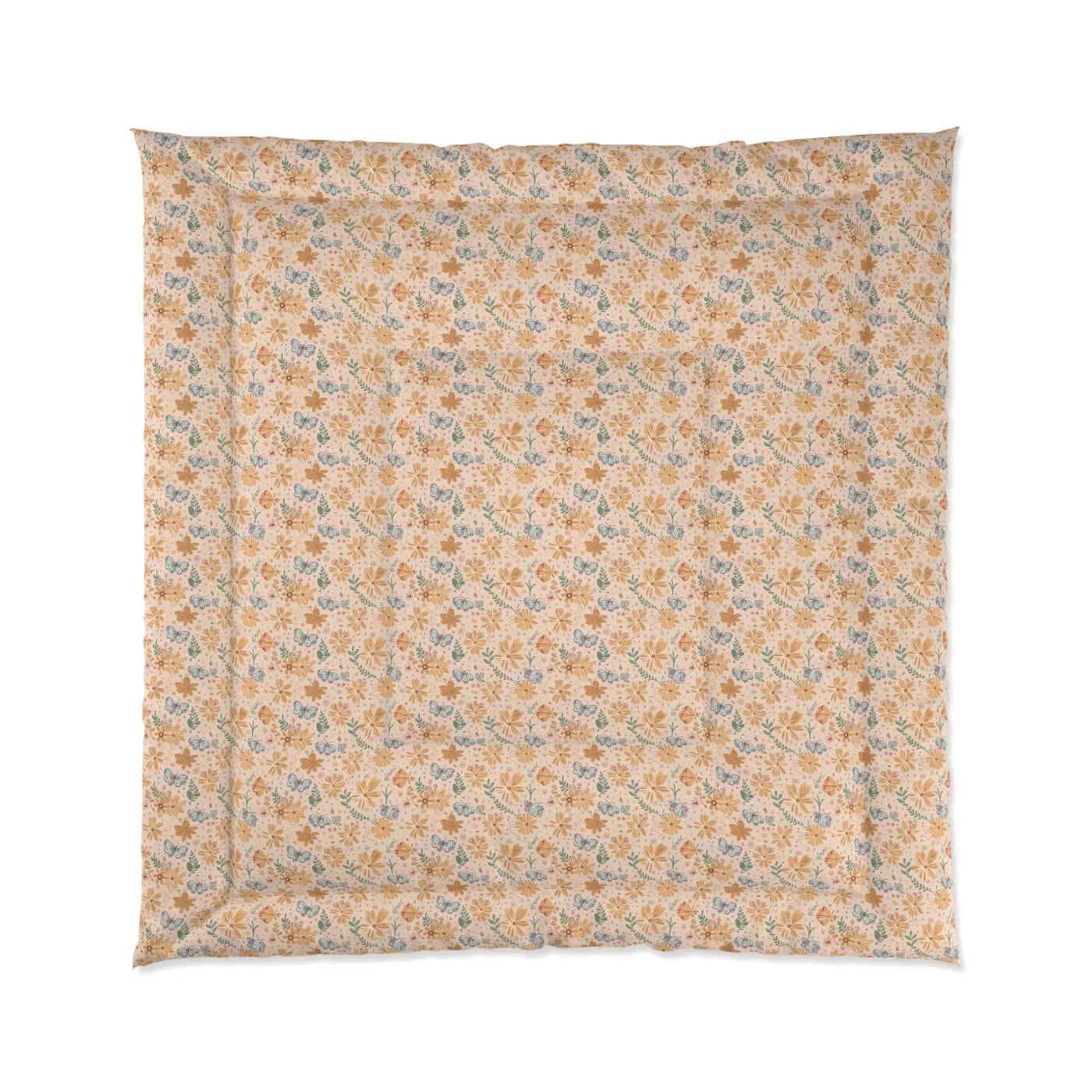 Cozy Orange Butterfly Floral Comforter - Vibrant Warmth - DipaliZ