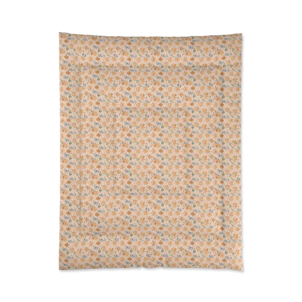 Cozy Orange Butterfly Floral Comforter - Vibrant Warmth - DipaliZ