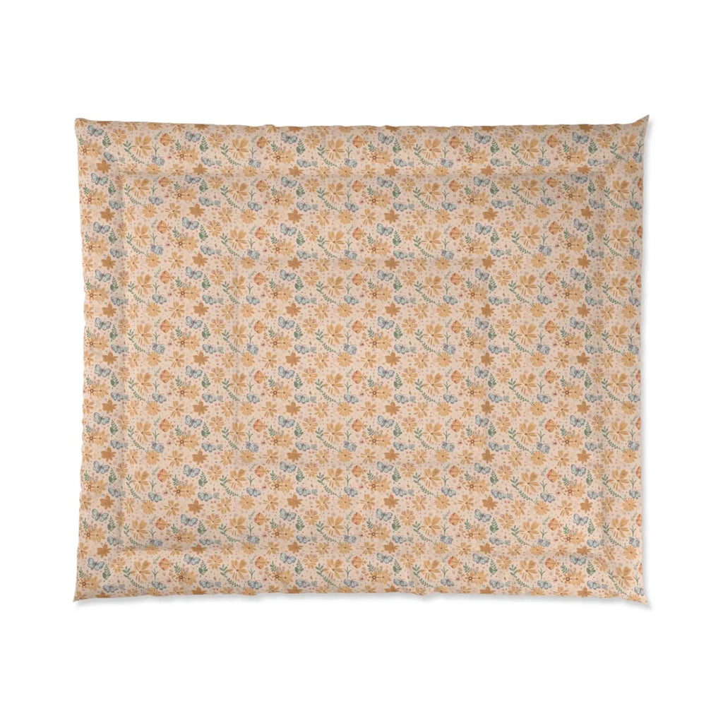 Cozy Orange Butterfly Floral Comforter - Vibrant Warmth - DipaliZ