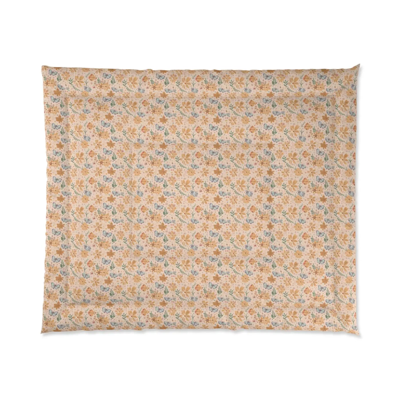 Cozy Orange Butterfly Floral Comforter - Vibrant Warmth - DipaliZ