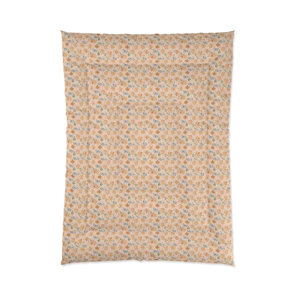 Cozy Orange Butterfly Floral Comforter - Vibrant Warmth - DipaliZ