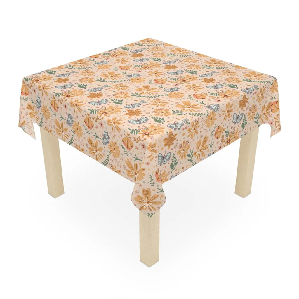 Orange Butterfly Floral Tablecloth - Vibrant Dining Decor - DipaliZ