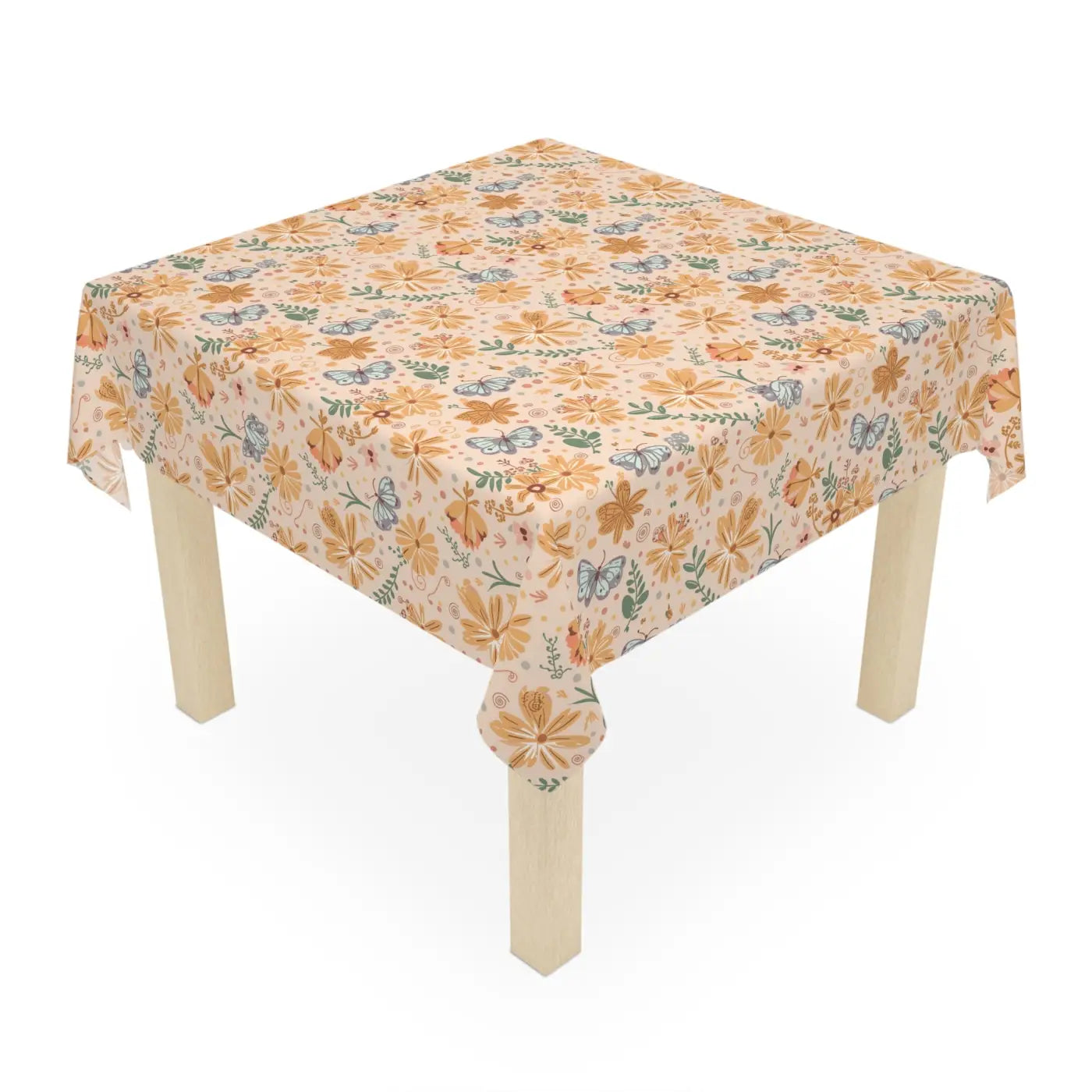 Orange Butterfly Floral Tablecloth - Vibrant Dining Decor - DipaliZ