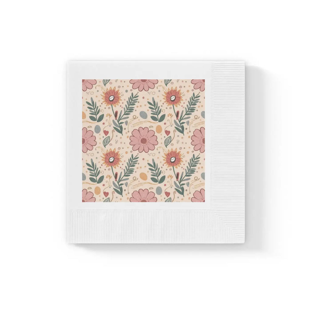 Three-Ply White Paper Napkins - Orange Butterfly Floral - DipaliZ