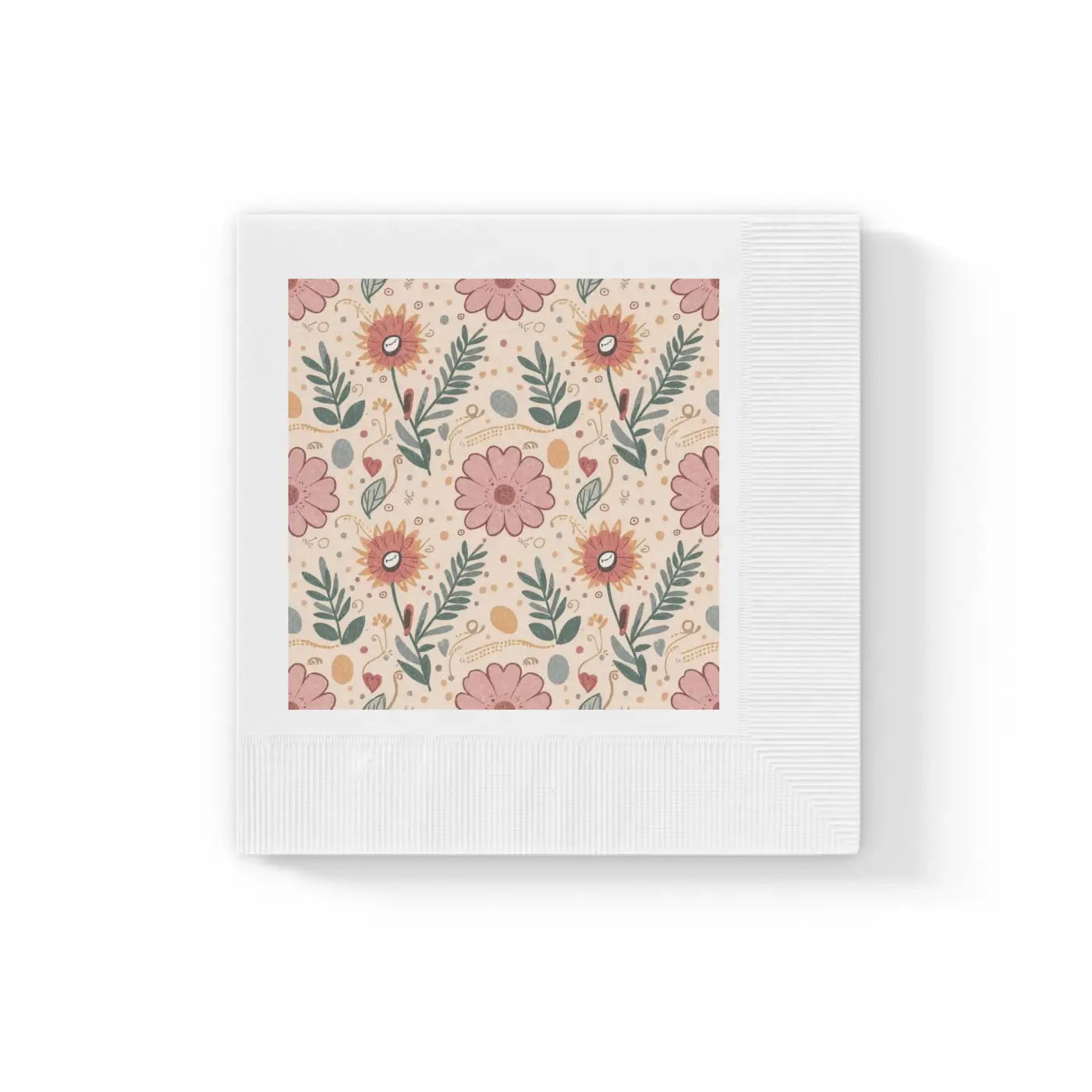 Three-Ply White Paper Napkins - Orange Butterfly Floral - DipaliZ