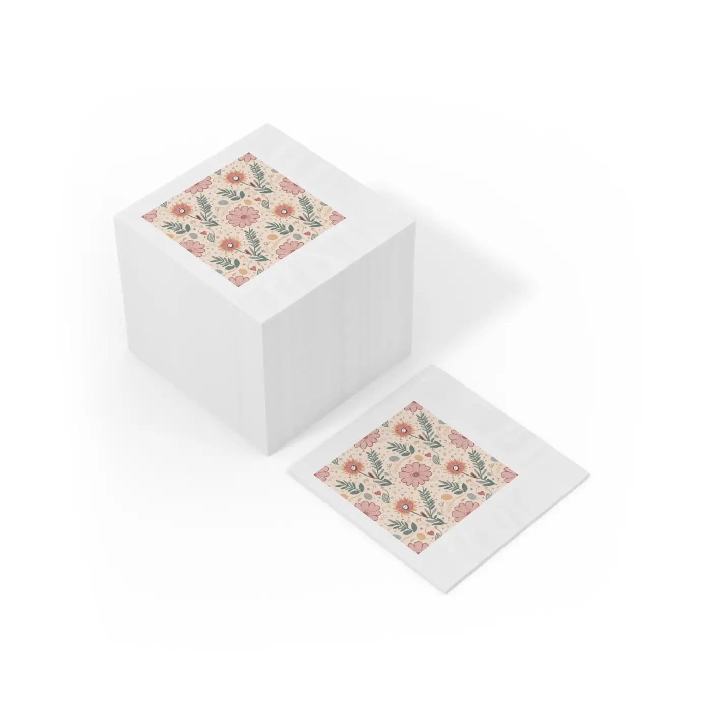 Three-Ply White Paper Napkins - Orange Butterfly Floral - DipaliZ