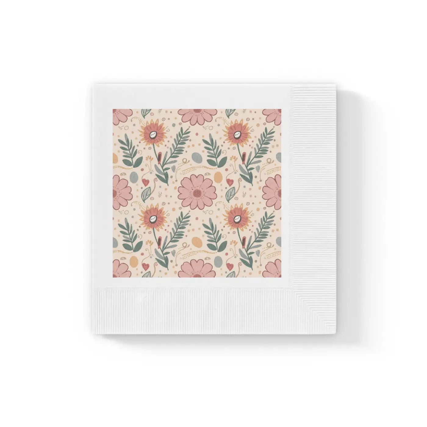 Three-Ply White Paper Napkins - Orange Butterfly Floral - DipaliZ