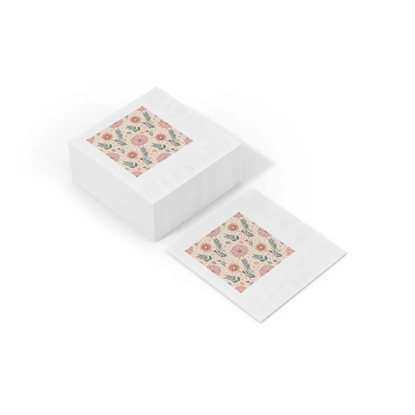 Three-Ply White Paper Napkins - Orange Butterfly Floral - DipaliZ