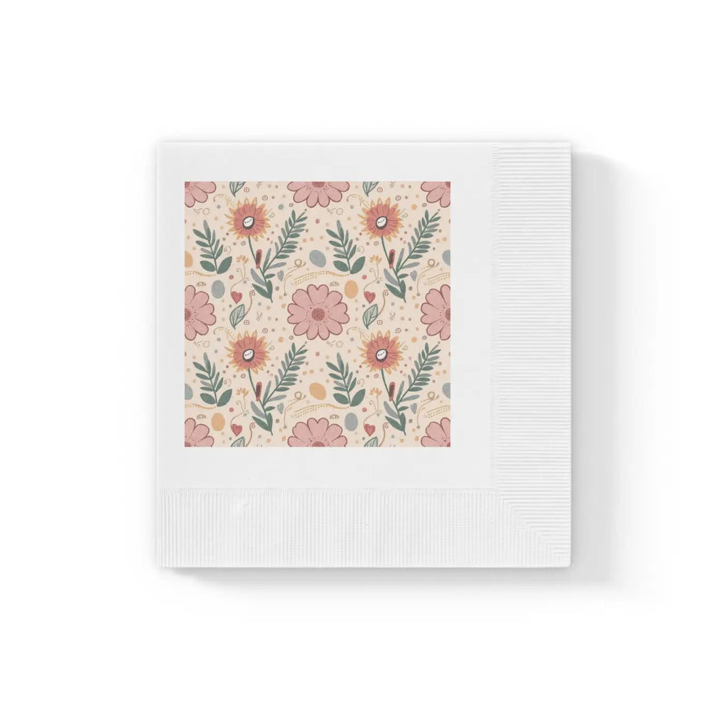 Three-Ply White Paper Napkins - Orange Butterfly Floral - DipaliZ