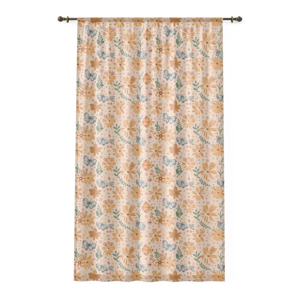 Butterfly Floral Curtains - Orange Pattern for Home - DipaliZ