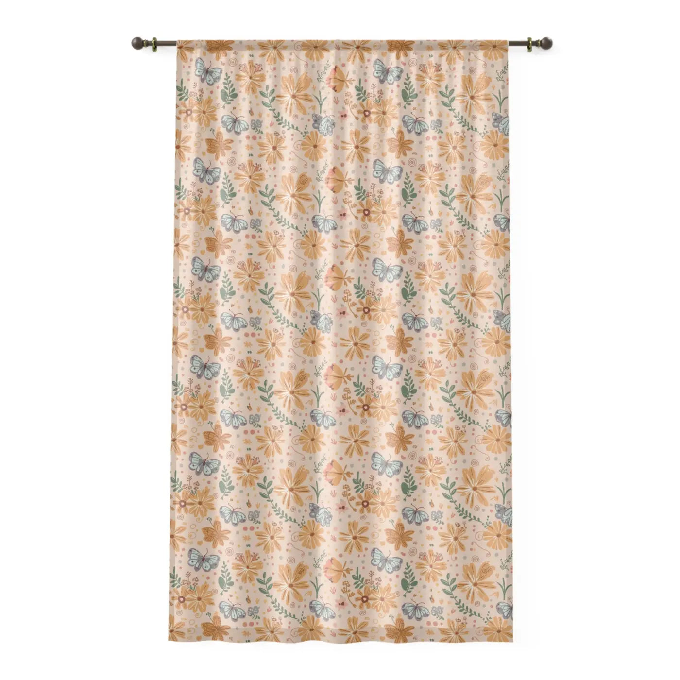 Butterfly Floral Curtains - Orange Pattern for Home - DipaliZ