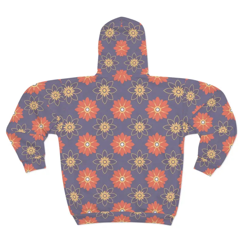 Unisex Zip Hoodie - Orange Flowers Winter Style - DipaliZ