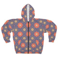 Unisex Zip Hoodie - Orange Flowers Winter Style - DipaliZ