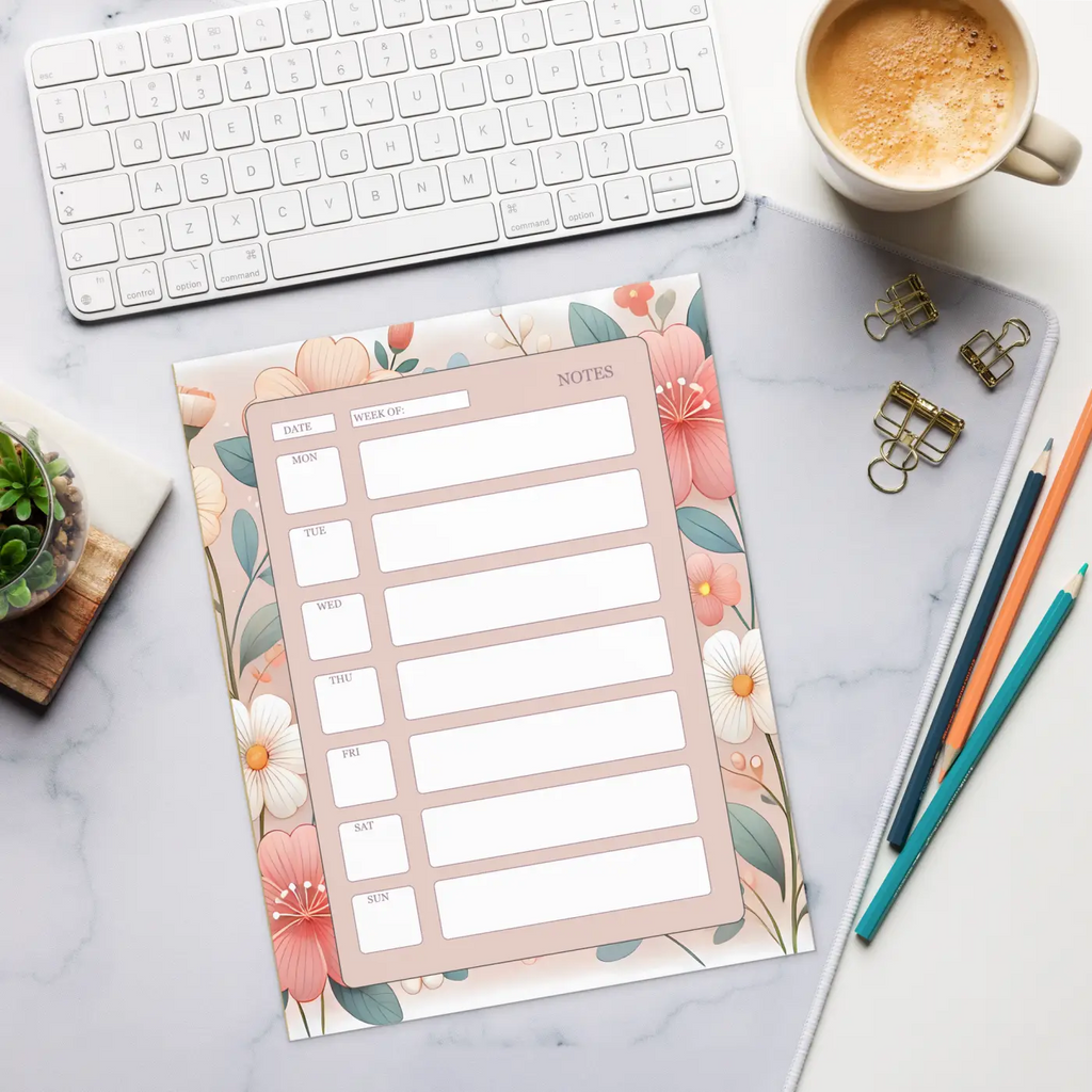 Orange Flowers Daily Planner - Blossom Design Organizer - DipaliZ