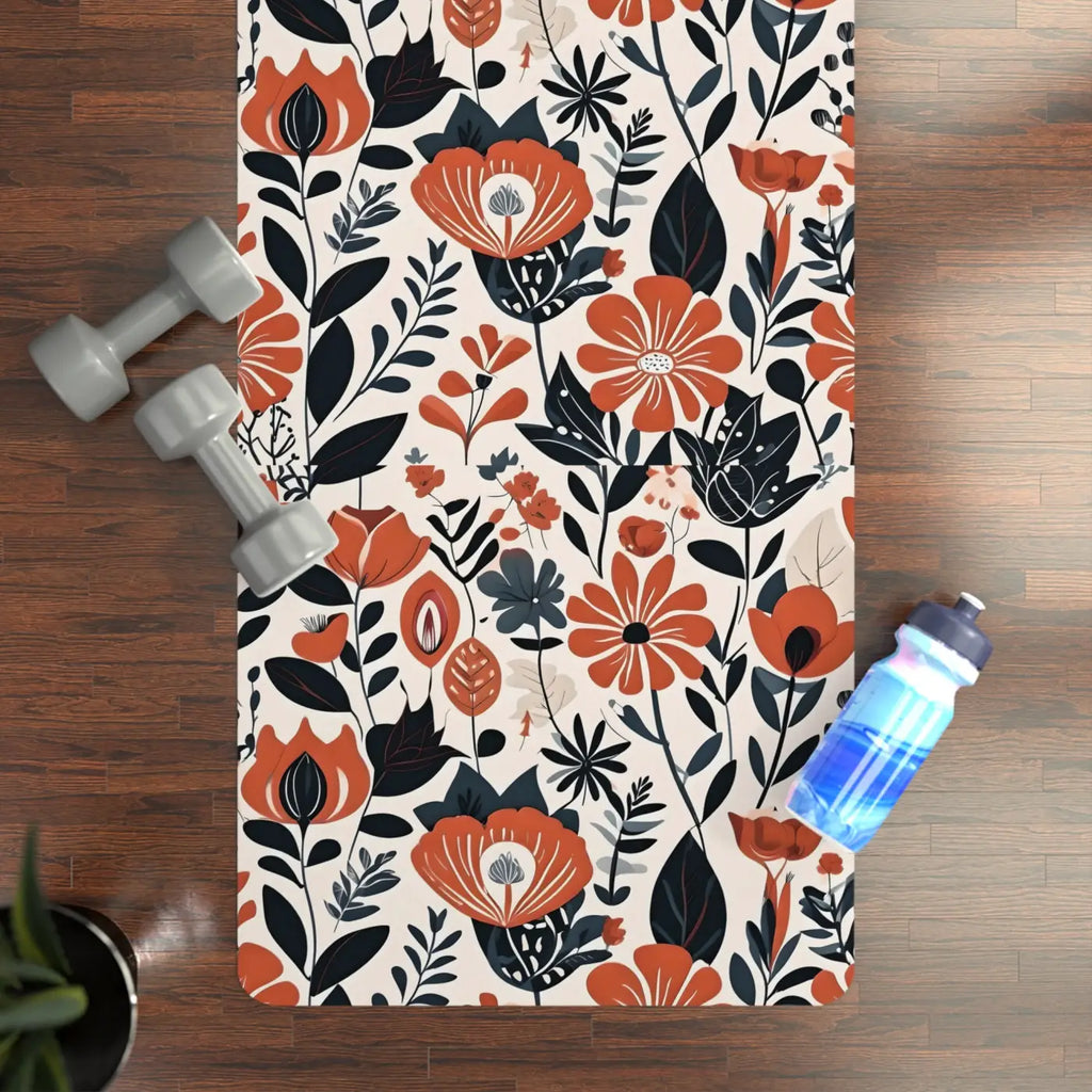 Vibrant Orange Flowers Yoga Mat - Anti Slip Comfort - DipaliZ