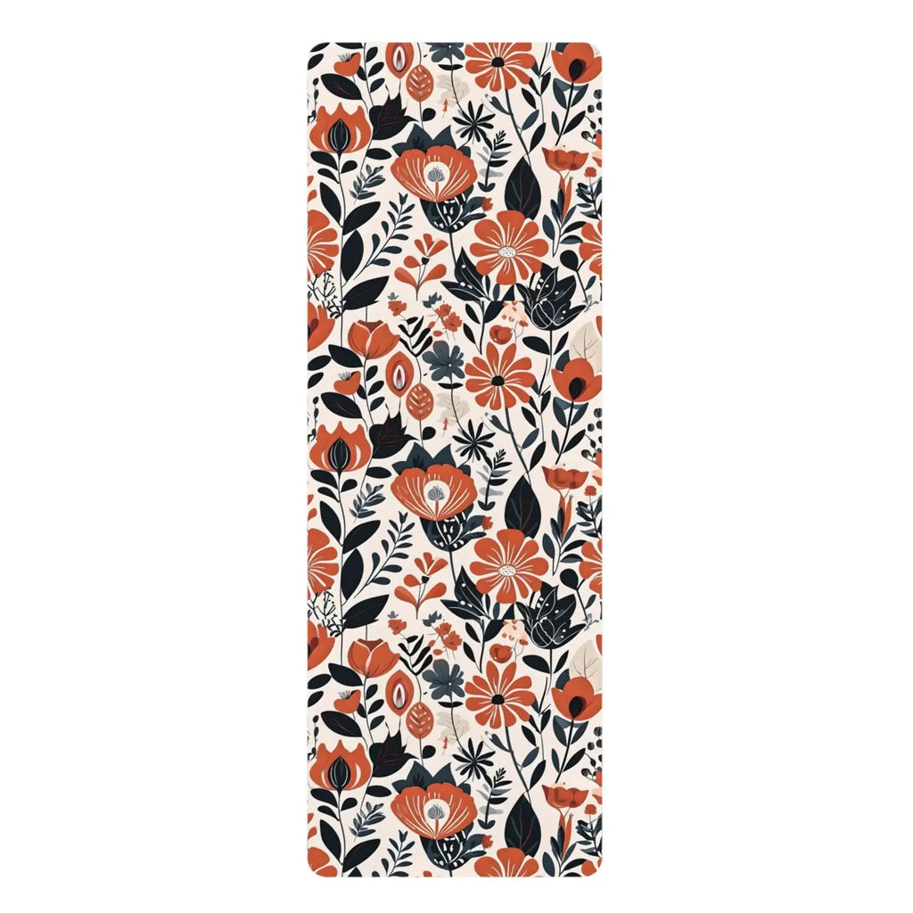 Vibrant Orange Flowers Yoga Mat - Anti Slip Comfort - DipaliZ