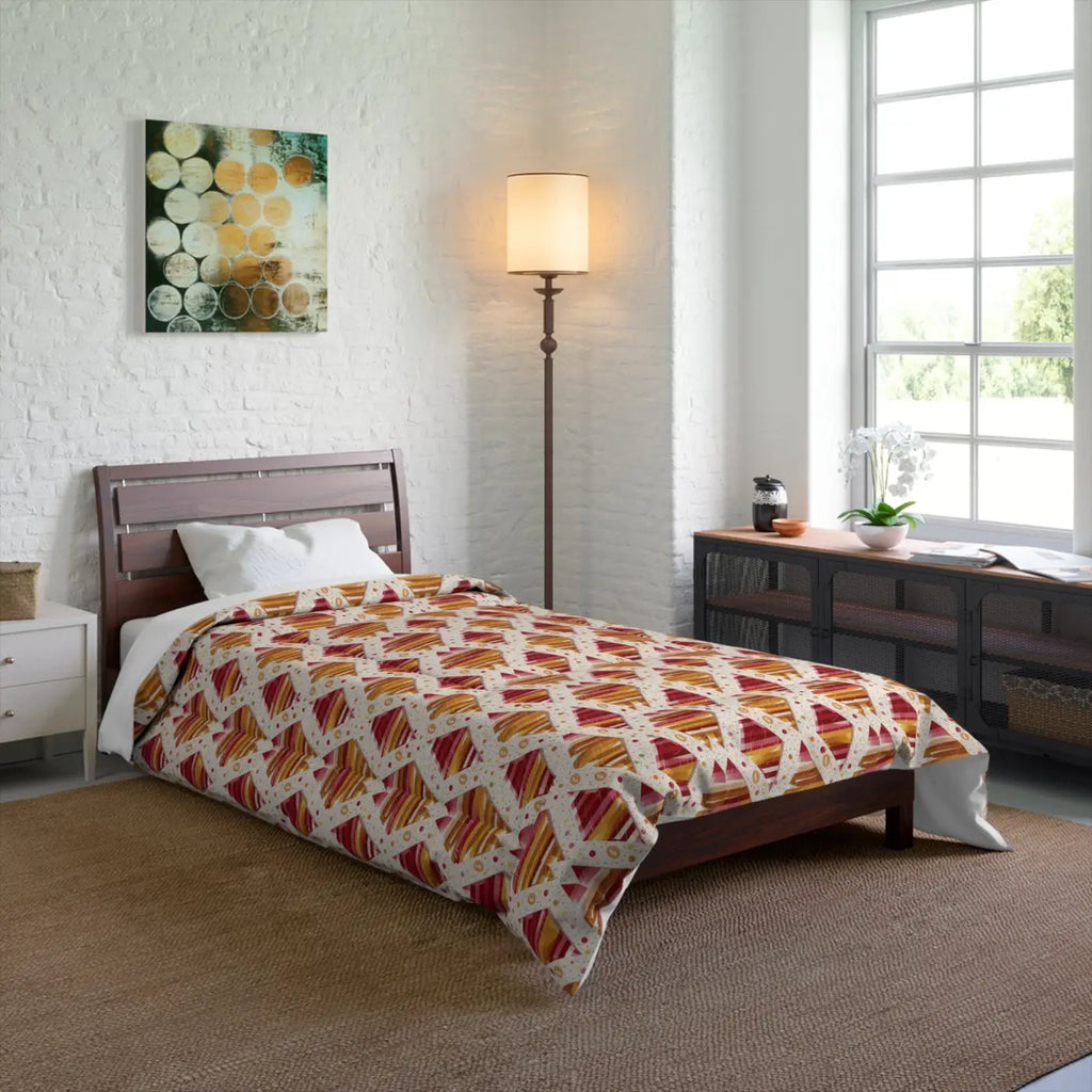 Orange Geometric Pattern Comforter - Plush Softness - DipaliZ