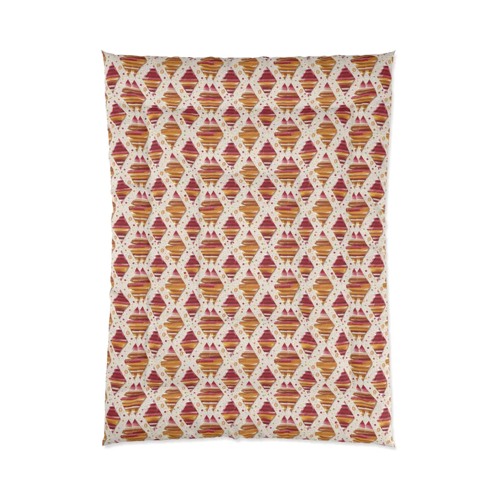 Orange Geometric Pattern Comforter - Plush Softness - DipaliZ